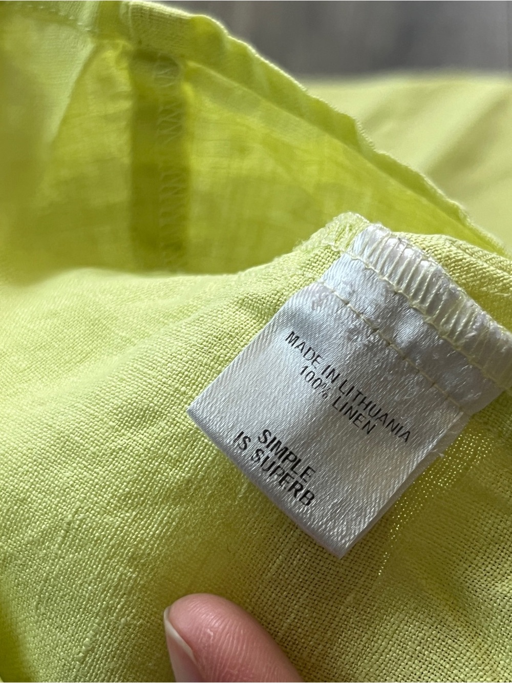 FLAX 100% Linen Scoop Neck Top Lime Green Plus Size 1X Short Sleeve Blouse - Picture 6 of 7